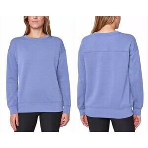 Mondetta Womens XL Drop Shoulders Scuba Crewneck Relaxed Sweatshirt Stretch Blue